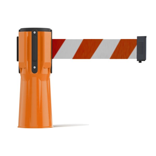 Montour Line Retractable Belt Barrier Cone Mount Orange Case 9ft. Rd/Wh Belt CM115-OR-RWD-90